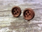 Preview: Schlichte braune Holzknopf Ohrstecker Natur Button